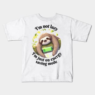 I'm not lazy, I'm just on energy saving mode - black pattern Kids T-Shirt